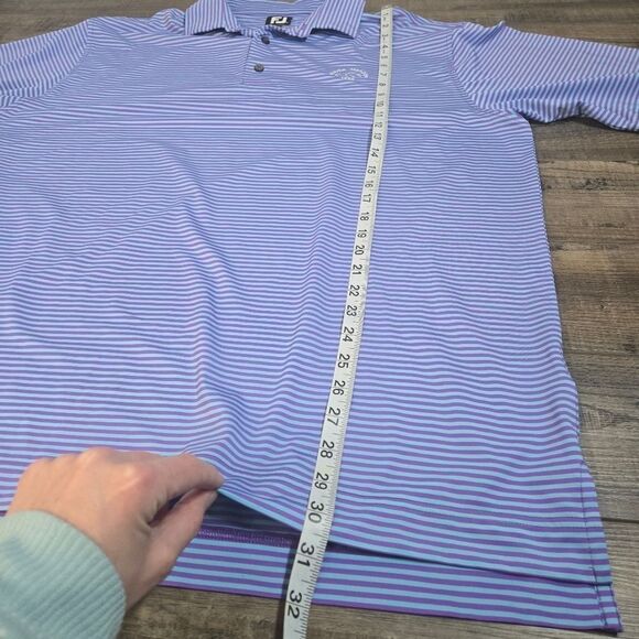 FJ FootJoy Foot Joy Men's Golf Polo Shirt Short Sleeve  Stripe Blue Purple XL - Picture 7 of 8